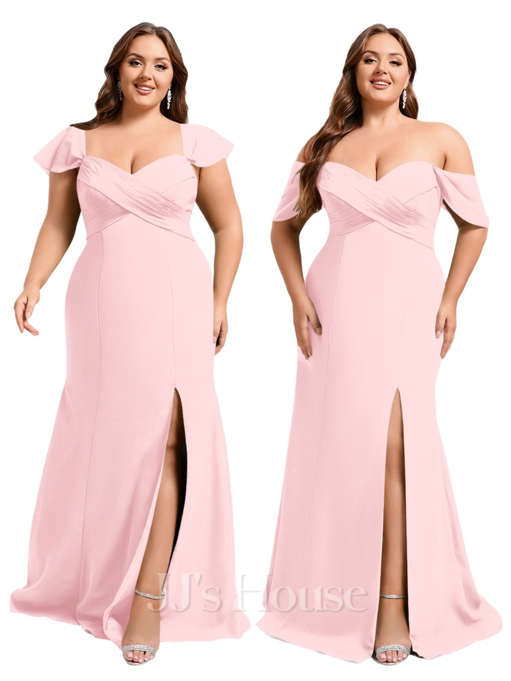 New JJ’s House Blush Pink Off-Shoulder Dress with Front Slit size 16W
